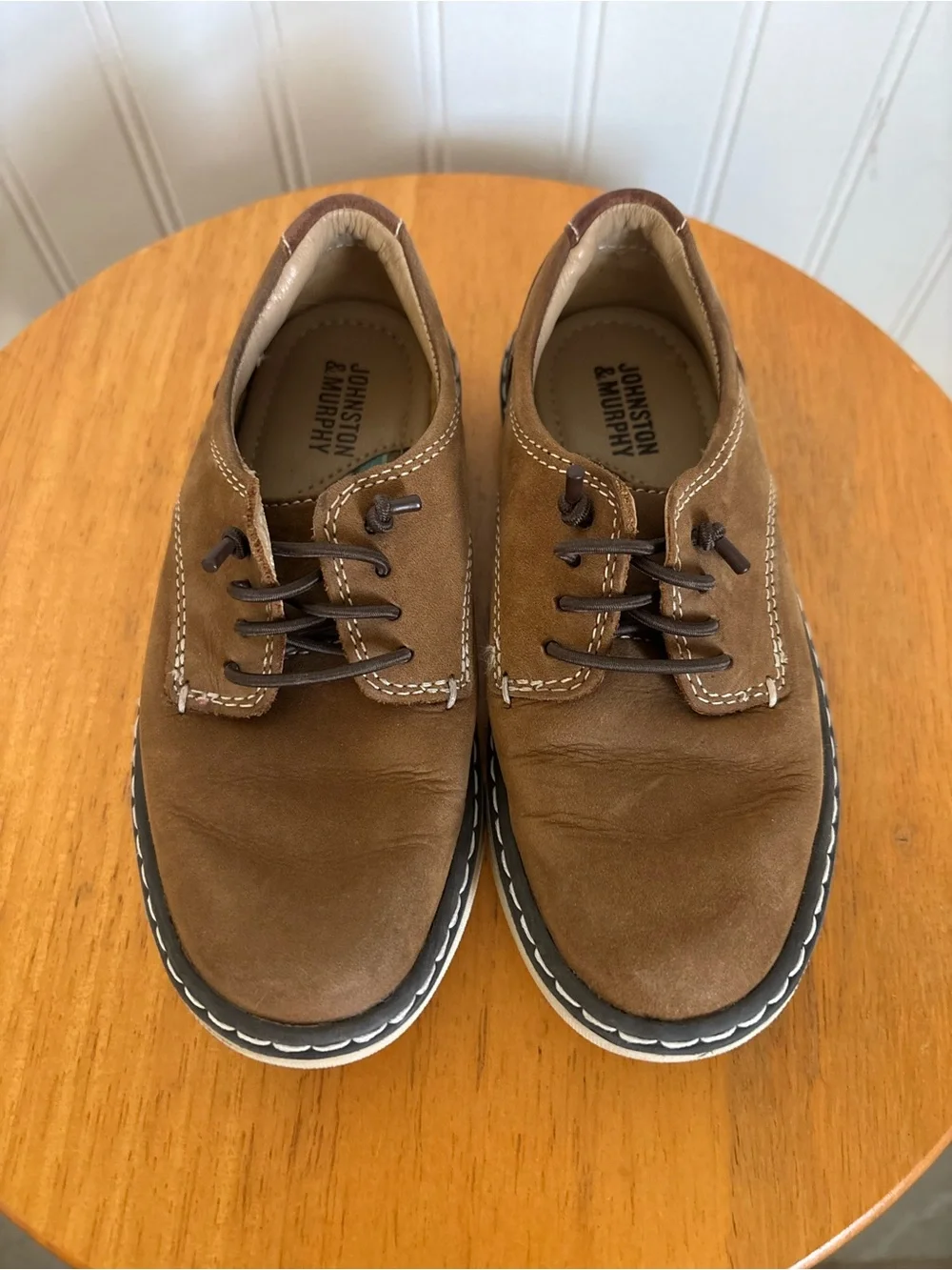 Johnston & Murphy Men's Brown Suede Boat-Style Lace-Up Shoes